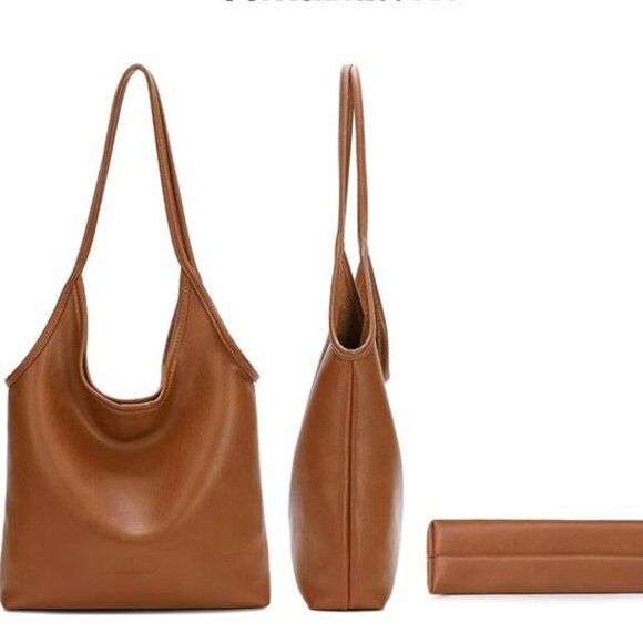 Slouchy Hobo Bags for Women Orange Brown - Picture 6 of 6